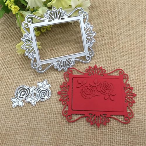 Metall-Stanzformen, 9,4 x 7,9 cm, Spitze, quadratisch, Metall-Stanzschablone für Scrapbooking, Alben, Prägung, Papier, Karten, Dekoration von KOFORULAIG
