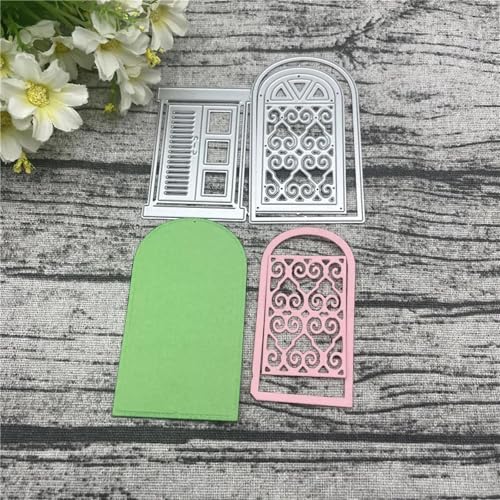 Metall-Stanzformen, 9,8 x 8,7 cm, für Tür, Fenster, Rahmen, Spitze, Metall-Stanzformen für Scrapbooking, Prägung, Fotoalbum, Papierkarten, Dekoration von KOFORULAIG