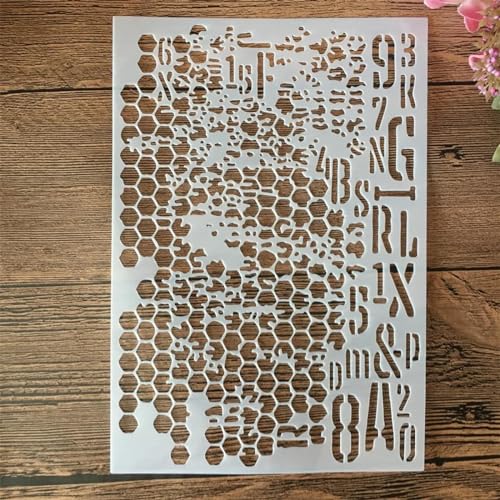 Schablonen zum Basteln, 1 Stück, A4, 29 cm, Retro-Muster, sechseckige Schablonen zum Malen auf Holz, Zeichenvorlage, Scrapbook-Dekoration, DIY-Projekte, Stil 4 von KOFORULAIG