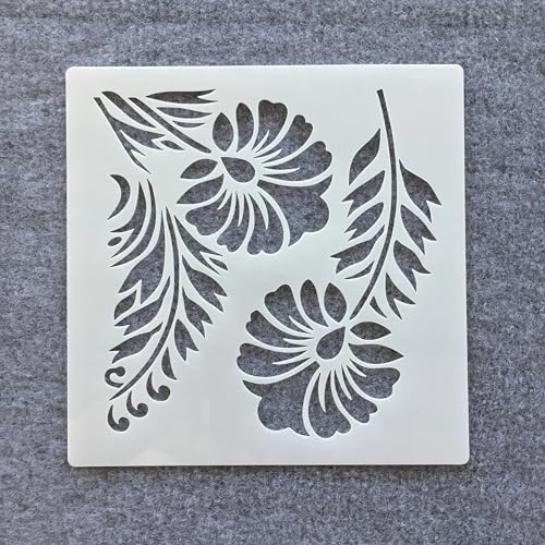 Schablonen zum Basteln, 15 x 15 cm, grüne Pflanzenblätter, Schablonen zum Malen auf Holz, Zeichnungsvorlage, Scrapbook-Dekoration, DIY-Projekte, Stil 4 von KOFORULAIG