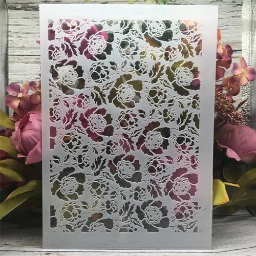 Schablonen zum Basteln, A4, 29 cm, Rosenblüten, Texturschablonen zum Malen auf Holz, Zeichenvorlage, Scrapbook-Dekoration, DIY-Projekte, Stil 5, 1 Stück von KOFORULAIG