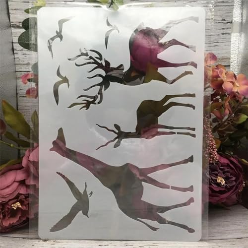 Schablonen zum Basteln, A4, 29 x 21 cm, Hirschschwalbe, Vogel-Schablonen zum Malen auf Holz, Zeichenvorlage, Scrapbook-Dekoration, DIY-Projekte, Stil 4 von KOFORULAIG