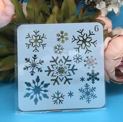 Schablonen zum Malen, 13 x 13 cm, Weihnachts-Schneeflocken-Zeichenschablone zum Malen auf Holz, Wand, Stoff, Möbel, Boden, Schablonen für Bastelprojekte von KOFORULAIG