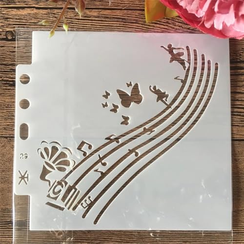 Schablonen zum Malen, 14 x 13 cm, Musiknoten, Schmetterling, Ballett, wiederverwendbare Schablonen zum Malen auf Holz, Stoff, Wänden, Möbeln, Leinwand, Heimdekoration, Handwerk von KOFORULAIG