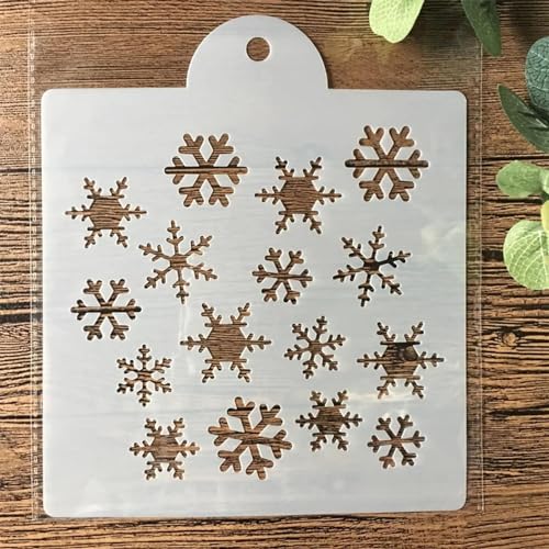 Schablonen zum Malen, 15 cm, Schneeflocken-Zeichenschablone zum Malen auf Holz, Wand, Stoff, Möbel, Boden, Schablonen für Bastelprojekte von KOFORULAIG