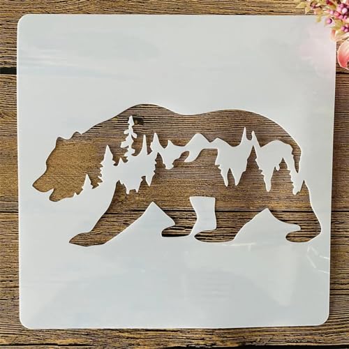 Schablonen zum Malen, 20 x 20 cm, Bärenwald, Zeichenschablone zum Malen auf Holz, Wand, Stoff, Möbel, Boden, Schablonen für Bastelprojekte von KOFORULAIG