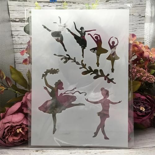 Schablonen zum Malen, 29 x 21 cm, A4, Ballettmädchen, Tanzen, Zeichenschablone zum Malen auf Holz, Wand, Stoff, Möbel, Boden, Schablonen für Kunsthandwerk, Kunstprojekte, Stil 13 von KOFORULAIG