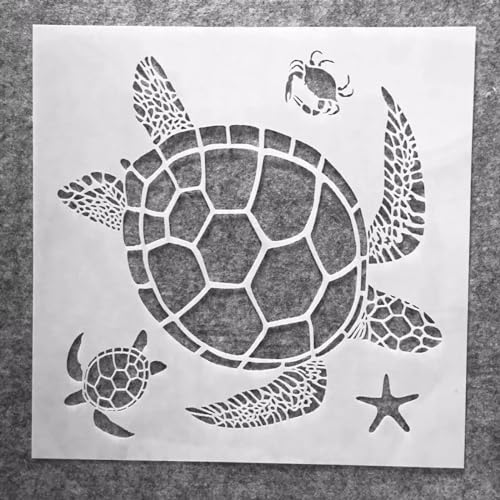 Schablonen zum Malen, 30 x 30 cm, Motiv: Meeresschildkröte, wiederverwendbare Schablonen zum Malen auf Holz, Stoff, Wänden, Möbeln, Leinwand, Heimdekoration, Handwerk Schablonen zum Malen, 30 x 30 cm, Motiv: Meeresschildkröte, wiederverwendbare Schablonen zum Malen auf Holz, Stoff, Wänden, Möbeln, Leinwand, Heimdekoration, Handwerk von KOFORULAIG