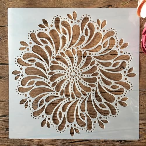Schablonen zum Malen, 30 x 30 cm, geometrische Herzkrone, Zeichenschablone zum Malen auf Holz, Wand, Stoff, Möbel, Boden, Schablonen für Bastelprojekte, Stil 6 von KOFORULAIG