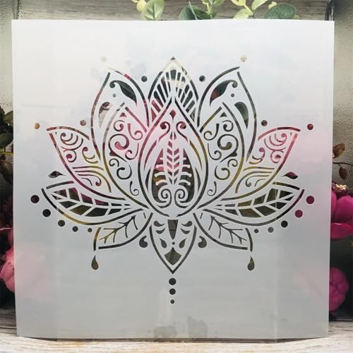 Schablonen zum Malen, 30 x 30 cm, große Buddhismus-Zeichenschablone zum Malen auf Holz, Wand, Stoff, Möbel, Boden, Schablonen für Bastelprojekte von KOFORULAIG
