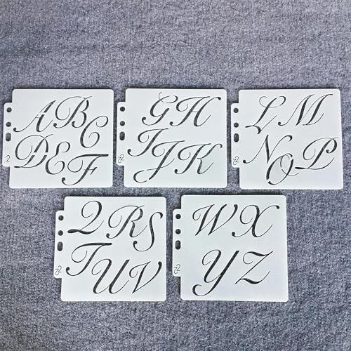 Schablonen zum Malen, 5 Stück, 13 cm, Graffiti-Buchstaben, Alphabet, Zeichenschablonen zum Malen auf Holz, Wand, Stoff, Möbel, Boden, Schablonen für Bastelprojekte Schablonen zum Malen, 5 Stück, 13 cm, Graffiti-Buchstaben, Alphabet, Zeichenschablonen zum Malen auf Holz, Wand, Stoff, Möbel, Boden, Schablonen für Bastelprojekte von KOFORULAIG