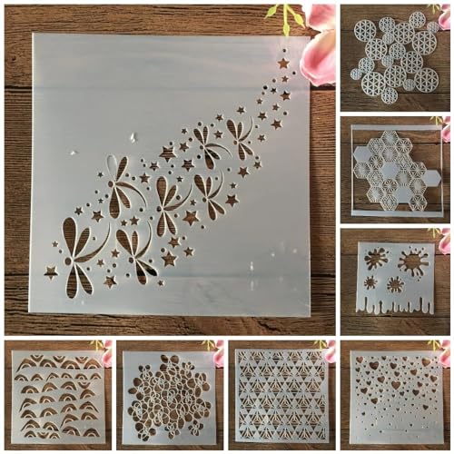 Schablonen zum Malen, 8 Stück, 13 x 13 cm, Libelle, Schmetterling, wiederverwendbare Schablonen zum Malen auf Holz, Stoff, Wänden, Möbeln, Leinwand, Heimdekoration, Handwerk Schablonen zum Malen, 8 Stück, 13 x 13 cm, Libelle, Schmetterling, wiederverwendbare Schablonen zum Malen auf Holz, Stoff, Wänden, Möbeln, Leinwand, Heimdekoration, Handwerk von KOFORULAIG