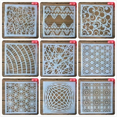 Schablonen zum Malen, 9 Stück, 13 cm, Linienraster, runde Geometrie, wiederverwendbare Schablonen zum Malen auf Holz, Stoff, Wänden, Möbeln, Leinwand, Heimdekoration, Handwerk Schablonen zum Malen, 9 Stück, 13 cm, Linienraster, runde Geometrie, wiederverwendbare Schablonen zum Malen auf Holz, Stoff, Wänden, Möbeln, Leinwand, Heimdekoration, Handwerk von KOFORULAIG