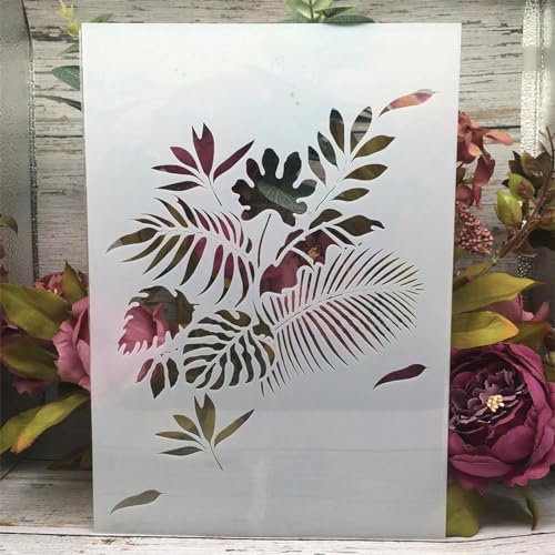 Schablonen zum Malen, A4, 29 cm, Ahornblätter, Zweig-Zeichenschablone zum Malen auf Holz, Wand, Stoff, Möbel, Boden, Schablonen für Kunsthandwerk, Kunstprojekte, Stil 10 von KOFORULAIG