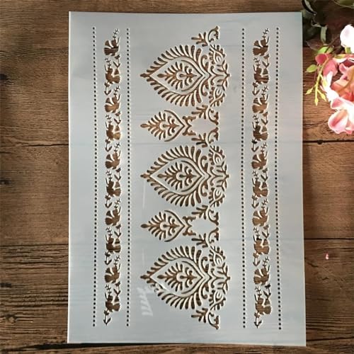 Schablonen zum Malen, A4, 29 cm, Blumenlinienrand, Zeichenschablone zum Malen auf Holz, Wand, Stoff, Möbel, Boden, Schablonen für Kunstprojekte von KOFORULAIG