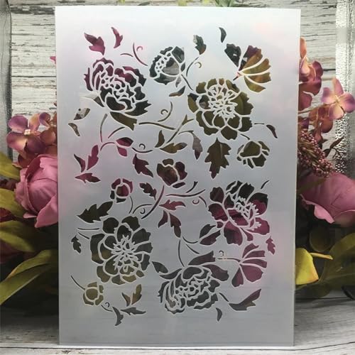 Schablonen zum Malen, A4, 29 cm, Blumenzweig, Zeichenschablone zum Malen auf Holz, Wand, Stoff, Möbel, Boden, Schablonen für Bastelprojekte von KOFORULAIG