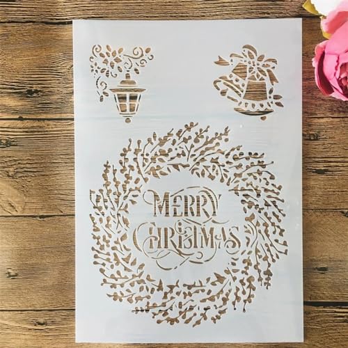 Schablonen zum Malen, A4, 29 cm, Frohe Weihnachten, Girlande, Zeichenschablone zum Malen auf Holz, Wand, Stoff, Möbel, Boden, Schablonen für Bastelprojekte von KOFORULAIG