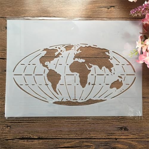 Schablonen zum Malen, A4, 29 cm, Globus, Erde, Weltkarte, Zeichenschablone zum Malen auf Holz, Wand, Stoff, Möbel, Boden, Schablonen für Bastelprojekte Schablonen zum Malen, A4, 29 cm, Globus, Erde, Weltkarte, Zeichenschablone zum Malen auf Holz, Wand, Stoff, Möbel, Boden, Schablonen für Bastelprojekte von KOFORULAIG
