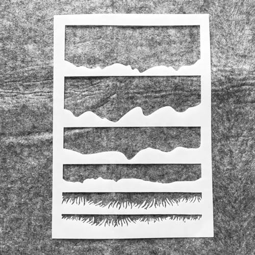 Schablonen zum Malen, A4, 29 cm, Grasland, Horizont, Berg, wiederverwendbare Schablonen zum Malen auf Holz, Stoff, Wänden, Möbeln, Leinwand, Heimdekoration, Handwerk von KOFORULAIG