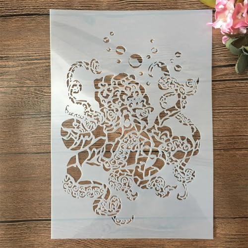 Schablonen zum Malen, A4, 29 cm, Oktopus-Zeichenschablone zum Malen auf Holz, Wand, Stoff, Möbel, Boden, Schablonen für Bastelprojekte von KOFORULAIG