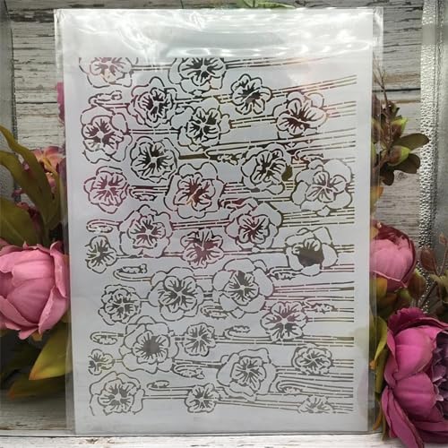 Schablonen zum Malen, A4, 29 cm, Rosenblüten, Textur-Zeichenschablone zum Malen auf Holz, Wand, Stoff, Möbel, Boden, Schablonen für Bastelprojekte, Stil 1 von KOFORULAIG