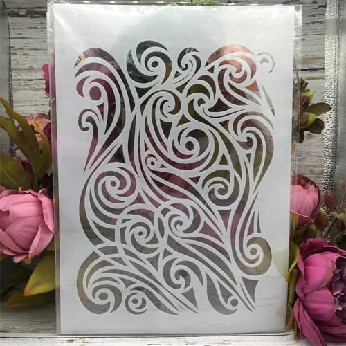 Schablonen zum Malen, A4, 29 cm, Rosenblüten, Textur-Zeichenschablone zum Malen auf Holz, Wand, Stoff, Möbel, Boden, Schablonen für Bastelprojekte, Stil 2, 1 Stück Schablonen zum Malen, A4, 29 cm, Rosenblüten, Textur-Zeichenschablone zum Malen auf Holz, Wand, Stoff, Möbel, Boden, Schablonen für Bastelprojekte, Stil 2, 1 Stück von KOFORULAIG