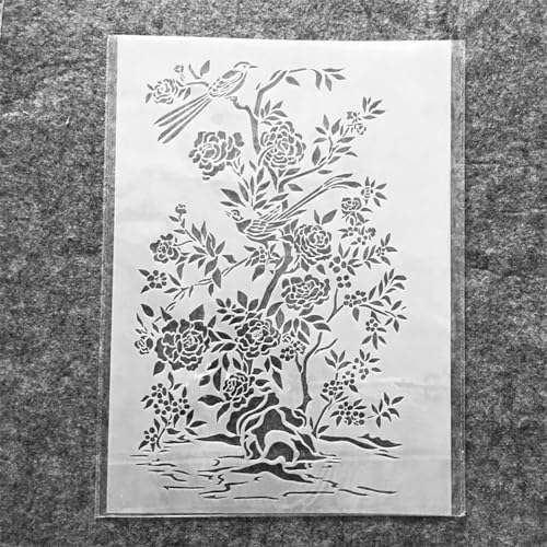 Schablonen zum Malen, A4, 29 cm, Rosenpflanzen, Vögel, wiederverwendbare Schablonen zum Malen auf Holz, Stoff, Wänden, Möbeln, Leinwand, Heimdekoration, Handwerk Schablonen zum Malen, A4, 29 cm, Rosenpflanzen, Vögel, wiederverwendbare Schablonen zum Malen auf Holz, Stoff, Wänden, Möbeln, Leinwand, Heimdekoration, Handwerk von KOFORULAIG