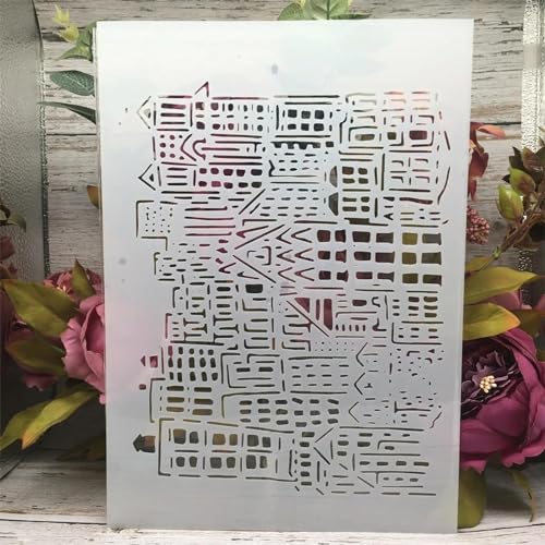 Schablonen zum Malen, A4, 29 cm, Stadtgebäude, Zeichenschablone zum Malen auf Holz, Wand, Stoff, Möbel, Boden, Schablonen für Kunstprojekte von KOFORULAIG