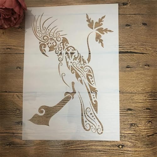 Schablonen zum Malen, A4, 29 cm, Wolf-Papageien-Eule, Zeichenschablone zum Malen auf Holz, Wand, Stoff, Möbel, Boden, Schablonen für Bastelprojekte, Stil 3, 1 Stück von KOFORULAIG