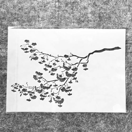 Schablonen zum Malen, A4, 29 cm, Zweigbaum, Ginkgoblatt, wiederverwendbare Schablonen zum Malen auf Holz, Stoff, Wänden, Möbeln, Leinwand, Heimdekoration, Handwerk, Stil A von KOFORULAIG