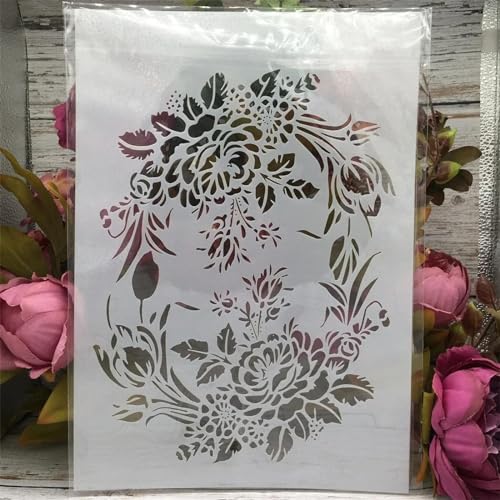 Schablonen zum Malen, A4, 29 cm, große Blumen, Zeichenschablone zum Malen auf Holz, Wand, Stoff, Möbel, Boden, Schablonen für Bastelprojekte, Stil 4 von KOFORULAIG