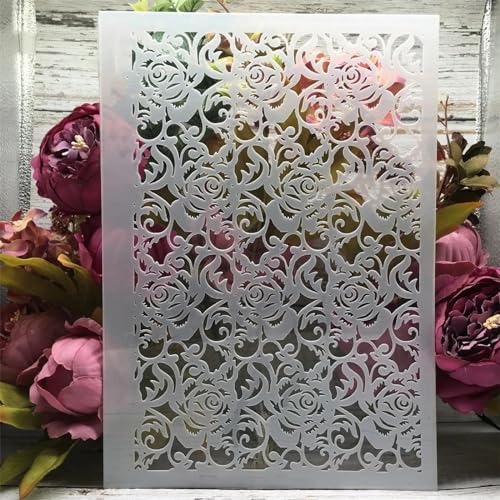 Schablonen zum Malen, A4, 29 cm, hohle Blumenstruktur, Zeichenvorlage zum Malen auf Holz, Wand, Stoff, Möbel, Boden, Schablonen für Kunstprojekte von KOFORULAIG