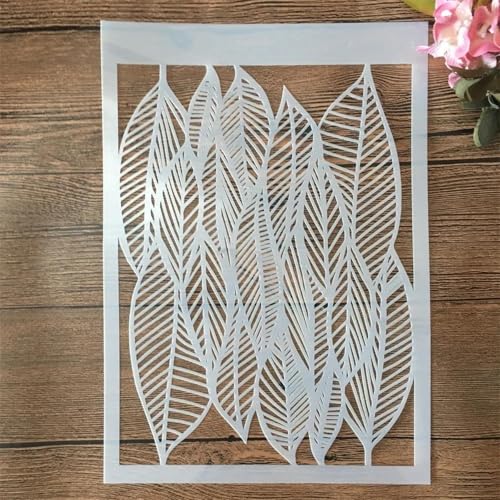 Schablonen zum Malen, A4, 29 cm, hohle geometrische Blätter, Zeichenschablone zum Malen auf Holz, Wand, Stoff, Möbel, Boden, Schablonen für Kunstprojekte, Stil 2, 1 Stück von KOFORULAIG
