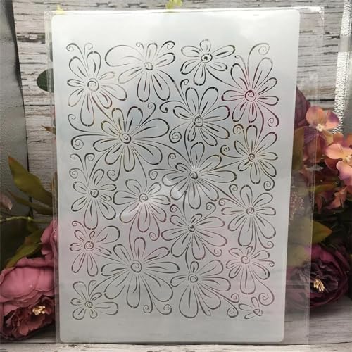 Schablonen zum Malen, A4, 29 cm, transparente Blumen, Textur, Zeichenschablone zum Malen auf Holz, Wand, Stoff, Möbel, Boden, Schablonen für Kunstprojekte von KOFORULAIG
