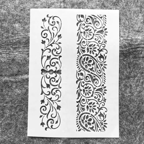 Schablonen zum Malen, A4, 29 cm Rand, Blumendekor-Linien, wiederverwendbare Schablonen zum Malen auf Holz, Stoff, Wänden, Möbeln, Leinwand, Heimdekor, Handwerk Schablonen zum Malen, A4, 29 cm Rand, Blumendekor-Linien, wiederverwendbare Schablonen zum Malen auf Holz, Stoff, Wänden, Möbeln, Leinwand, Heimdekor, Handwerk von KOFORULAIG
