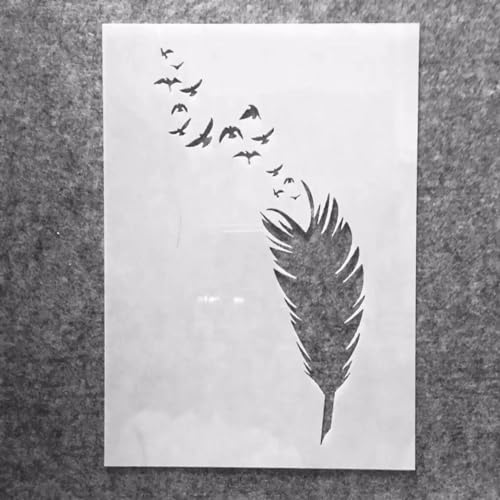 Schablonen zum Malen, A4, 29 x 21 cm, Feder und Vögel, wiederverwendbare Schablonen zum Malen auf Holz, Stoff, Wänden, Möbeln, Leinwand, Heimdekoration, Basteln, Stil B Schablonen zum Malen, A4, 29 x 21 cm, Feder und Vögel, wiederverwendbare Schablonen zum Malen auf Holz, Stoff, Wänden, Möbeln, Leinwand, Heimdekoration, Basteln, Stil B von KOFORULAIG