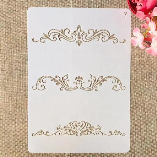 Schablonen zum Malen, A4, 29 x 21 cm, Motiv: Blumen, Blätter, Symbol, wiederverwendbare Schablonen zum Malen auf Holz, Stoff, Wänden, Möbeln, Leinwand, Heimdekoration, Basteln, Stil 9 von KOFORULAIG