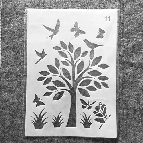 Schablonen zum Malen, A4, 29 x 21 cm, Schmetterling, Vogel, Blume, wiederverwendbare Schablonen zum Malen auf Holz, Stoff, Wänden, Möbeln, Leinwand, Heimdekoration, Handwerk Schablonen zum Malen, A4, 29 x 21 cm, Schmetterling, Vogel, Blume, wiederverwendbare Schablonen zum Malen auf Holz, Stoff, Wänden, Möbeln, Leinwand, Heimdekoration, Handwerk von KOFORULAIG