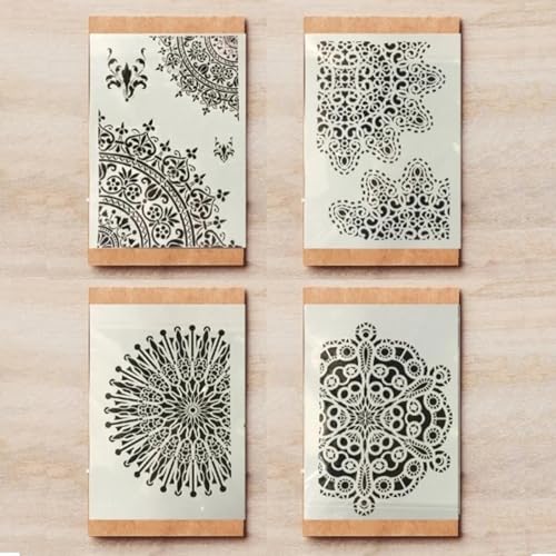 Schablonen zum Malen, A4, 29 x 21 cm, Totenkopf-Kollektion, wiederverwendbare Schablonen zum Malen auf Holz, Stoff, Wänden, Möbeln, Leinwand, Heimdekoration, Basteln, Stil M, 4 Stück von KOFORULAIG