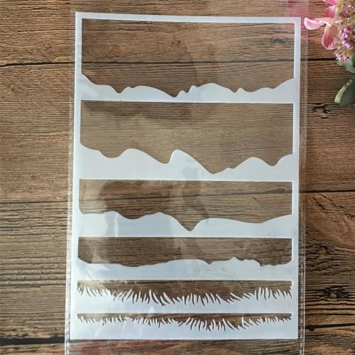 Schablonen zum Malen, A5, 21 cm, Gras, Horizont, Land, wiederverwendbare Schablonen zum Malen auf Holz, Stoff, Wänden, Möbeln, Leinwand, Heimdekoration, Handwerk von KOFORULAIG