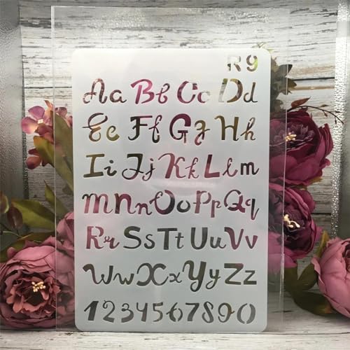 Schablonen zum Malen, Alphabet-Buchstaben, Zeichenschablone zum Malen auf Holz, Wand, Stoff, Möbel, Boden, Schablonen für Kunsthandwerk, Kunstprojekte, Stil 10, 1 Stück von KOFORULAIG