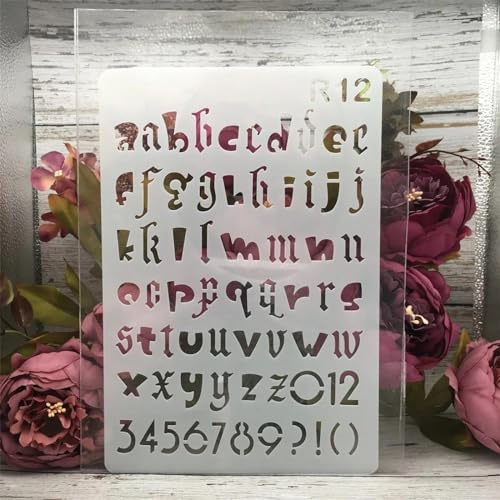 Schablonen zum Malen, Alphabet-Buchstaben, Zeichenschablone zum Malen auf Holz, Wand, Stoff, Möbel, Boden, Schablonen für Kunsthandwerk, Kunstprojekte, Stil 3, 1 Stück von KOFORULAIG