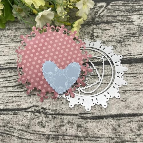 Scrapbooking-Vorlagen, 10 x 10 cm, runder Herzrahmen, Metall-Stanzformen für Scrapbooking, Alben, Prägung, Papier, Karten, Dekoration Scrapbooking-Vorlagen, 10 x 10 cm, runder Herzrahmen, Metall-Stanzformen für Scrapbooking, Alben, Prägung, Papier, Karten, Dekoration von KOFORULAIG