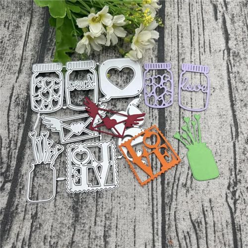 Scrapbooking-Vorlagen, 7 Stück, 10,4 x 12,7 cm, Valentinstags-Umschläge, Flaschen, Metall-Stanzformen für Scrapbooking, Alben, Prägung, Papier, Karten, Dekoration Scrapbooking-Vorlagen, 7 Stück, 10,4 x 12,7 cm, Valentinstags-Umschläge, Flaschen, Metall-Stanzformen für Scrapbooking, Alben, Prägung, Papier, Karten, Dekoration von KOFORULAIG