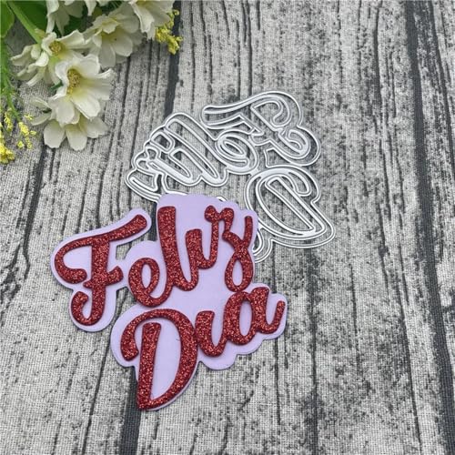 Scrapbooking-Vorlagen, 9 x 8,2 cm, spanische "Happy Birthday", Metall-Stanzformen für Scrapbooking, Alben, Prägung, Papier, Karten, Dekoration Scrapbooking-Vorlagen, 9 x 8,2 cm, spanische "Happy Birthday", Metall-Stanzformen für Scrapbooking, Alben, Prägung, Papier, Karten, Dekoration von KOFORULAIG