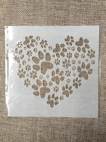 Wiederverwendbare Schablonen zum Basteln, 13 cm, Pfoten-Herz-Schablonen zum Malen auf Holz, Wandfliesen, Möbelstoffen, Heimdekor-Vorlagen von KOFORULAIG
