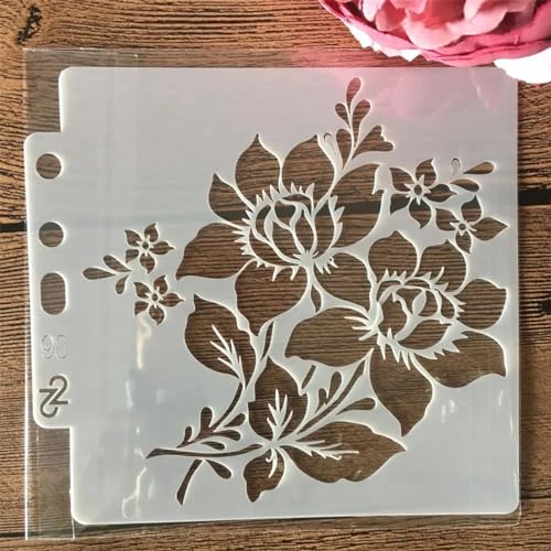 Wiederverwendbare Schablonen zum Basteln, 14 x 13 cm, Blumenschablonen zum Malen auf Holz, Wandfliesen, Möbelstoffen, Heimdekor-Vorlagen von KOFORULAIG