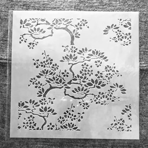 Wiederverwendbare Schablonen zum Basteln, 30 x 30 cm, Baumzweige und Blätter, Schablonen zum Malen auf Holz, Wandfliesen, Möbelstoffen, Heimdekor-Vorlagen von KOFORULAIG
