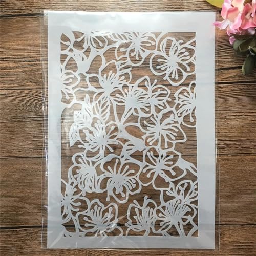 Wiederverwendbare Schablonen zum Basteln, A4, 29 cm, Blumen-Textur-Schablonen zum Malen auf Holz, Wandfliesen, Möbelstoffen, Heimdekor-Vorlagen, Stil 6 von KOFORULAIG
