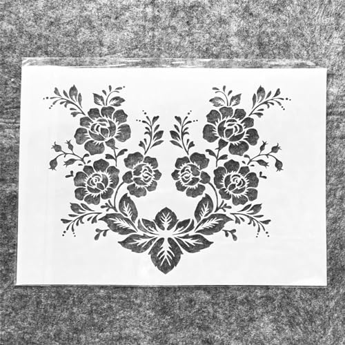 Wiederverwendbare Schablonen zum Basteln, A4, 29 cm, Blumen und Blätter, Schablonen zum Malen auf Holz, Wandfliesen, Möbelstoffen, Heimdekor-Vorlagen von KOFORULAIG